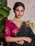 DESIGNER TABBY FLOWER PRINT WITH FLOWER CUT DANA HANDWORK SAREE WITH UNSTITCHED BLOUSE PARTY WEAR WHOLESALE PRICE ETHNIC GARMENT (3)