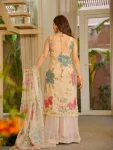 DESIGNER TABBY ORGANZA SILK BRUSH PRINT WITH INTRICATE SEQUENCE WORK TOP PALAZZO WITH DUPATTA FESTIVE WEAR WHOLESALE PRICE ETHNIC GARMENT (16)