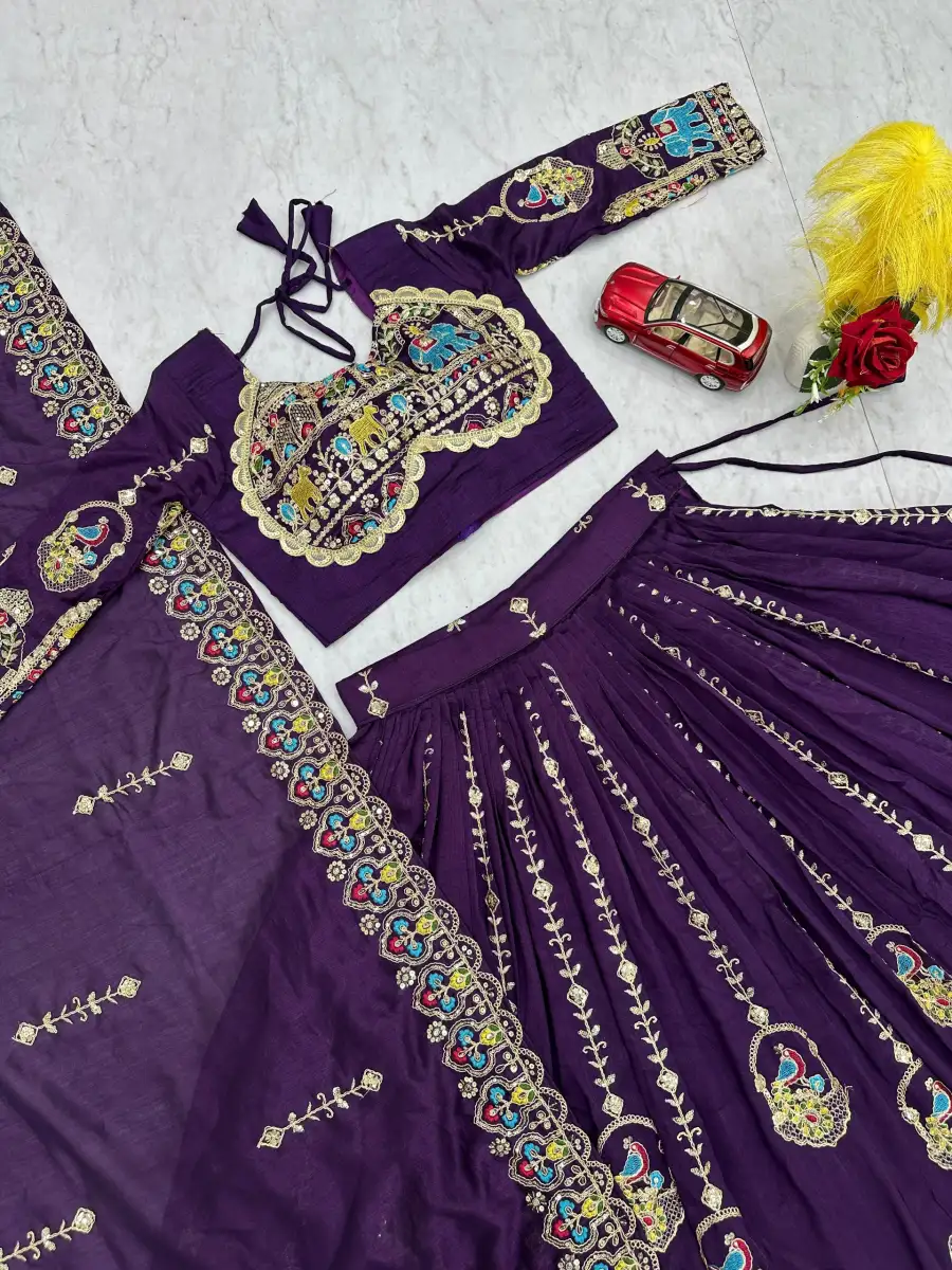 DESIGNER VICHITRA EMBROIDERY CODING SEQUENCE & THREAD WORK LEHENGA CHOLI WITH DUPATTA WEDDING WEAR WHOLESALE PRICE ETHNIC GARMENT (1)