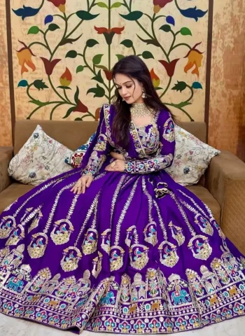 DESIGNER VICHITRA EMBROIDERY CODING SEQUENCE & THREAD WORK LEHENGA CHOLI WITH DUPATTA PURPLE