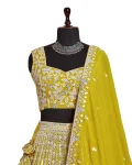 DESIGNER VICHITRA SILK EMBROIDERY AND SEQUENCE WORK LEHENGA CHOLI WITH DUPATTA WEDDING WEAR WHOLESALE PRICE ETHNIC GARMENT (3)