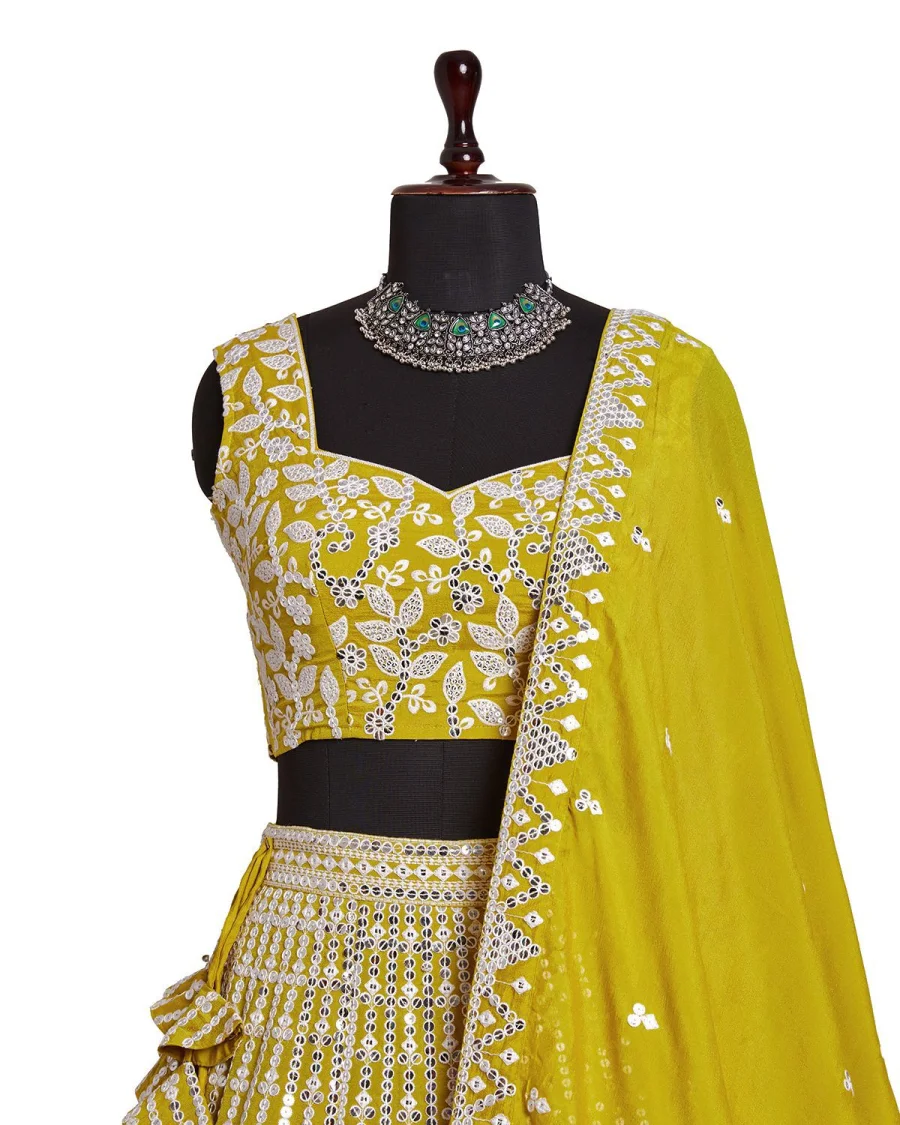 DESIGNER VICHITRA SILK EMBROIDERY AND SEQUENCE WORK LEHENGA CHOLI WITH DUPATTA WEDDING WEAR WHOLESALE PRICE ETHNIC GARMENT (1)
