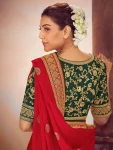 DESIGNER VICHITRA SILK EMBROIDERY SEQUENCE WORK SAREE WITH UNSTITCHED BLOUSE WEDDING WEAR WHOLESALE PRICE ETHNIC GARMENT (1)