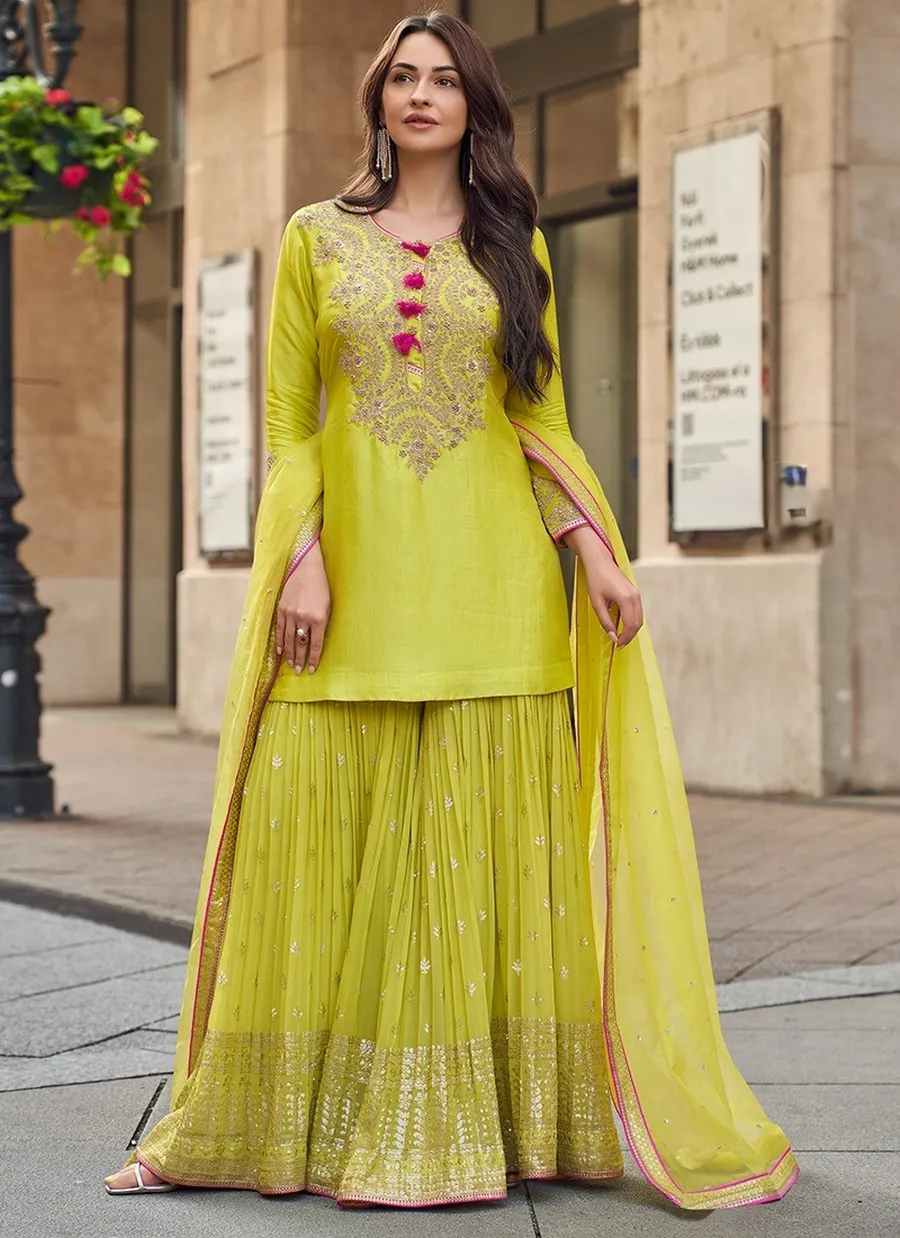 DESIGNER VICHITRA SILK EMBROIDERY SEQUENCE WORK TOP SHARARA WITH DUPATTA FESTIVE WEAR WHOLESALE PRICE ETHNIC GARMENT (1)