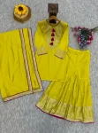 DESIGNER VICHITRA SILK EMBROIDERY SEQUENCE WORK TOP SHARARA WITH DUPATTA FESTIVE WEAR WHOLESALE PRICE ETHNIC GARMENT (1)