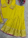 DESIGNER VICHITRA SILK EMBROIDERY SEQUENCE WORK TOP SHARARA WITH DUPATTA FESTIVE WEAR WHOLESALE PRICE ETHNIC GARMENT (1)