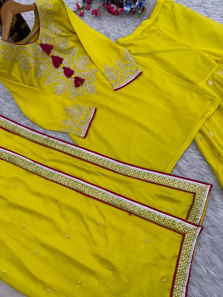 DESIGNER VICHITRA SILK EMBROIDERY SEQUENCE WORK TOP SHARARA WITH DUPATTA FESTIVE WEAR WHOLESALE PRICE ETHNIC GARMENT (7)