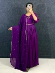 DESIGNER VICHITRA SILK HANDWORK GOWN WITH DUPATTA PURPLE