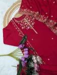 DESIGNER VICHITRA SILK SEQUENCE EMBROIDERY WORK TOP BOTTOM WITH DUPATTA FESTIVE WEAR WHOLESALE PRICE ETHNIC GARMENT (3)