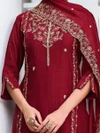 DESIGNER VICHITRA SILK SEQUENCE EMBROIDERY WORK TOP BOTTOM WITH DUPATTA FESTIVE WEAR WHOLESALE PRICE ETHNIC GARMENT (3)