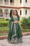 DESIGNER VICHITRA SILK SEQUENCE, ZARI & THREAD EMBROIDERY WORK LEHENGA CHOLI WITH DUPATTA WEDDING WEAR WHOLESALE PRICE ETHNIC GARMENT (6)