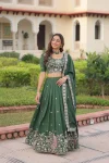 DESIGNER VICHITRA SILK SEQUENCE, ZARI & THREAD EMBROIDERY WORK LEHENGA CHOLI WITH DUPATTA WEDDING WEAR WHOLESALE PRICE ETHNIC GARMENT (6)