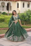 DESIGNER VICHITRA SILK SEQUENCE, ZARI & THREAD EMBROIDERY WORK LEHENGA CHOLI WITH DUPATTA WEDDING WEAR WHOLESALE PRICE ETHNIC GARMENT (6)