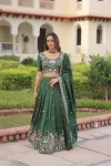 DESIGNER VICHITRA SILK SEQUENCE, ZARI & THREAD EMBROIDERY WORK LEHENGA CHOLI WITH DUPATTA WEDDING WEAR WHOLESALE PRICE ETHNIC GARMENT (6)
