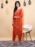 FANCY BLEND COTTON EMBROIDERY WORK TOP BOTTOM WITH DUPATTA FESTIVE WEAR WHOLESALE PRICE ETHNIC GARMENT (5)