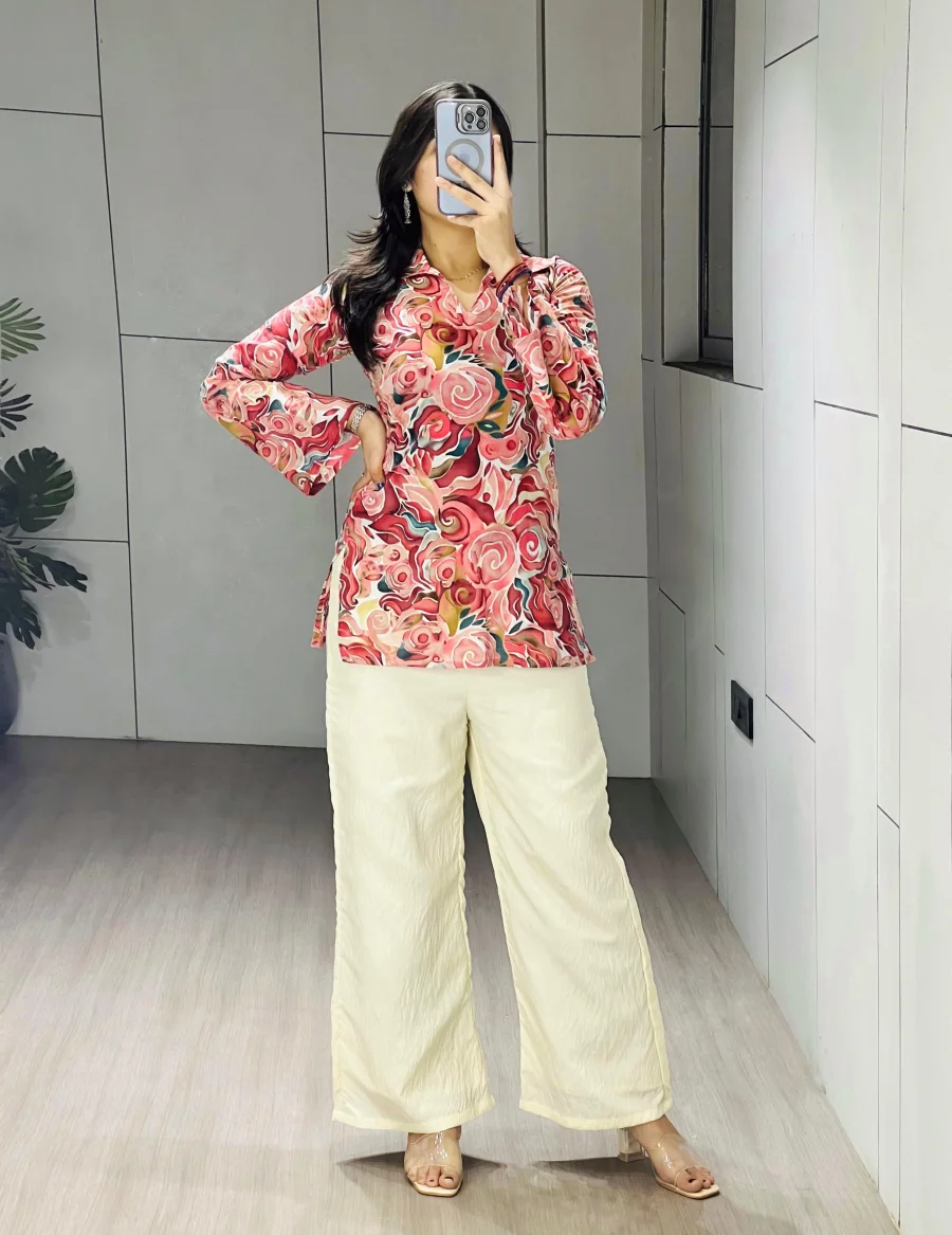FANCY CAMBRIC COTTON PRINTED WITH FOIL WORK AND BACK SIDE DORI WORK TOP PALAZZO SET DAILY WEAR WHOLESALE PRICE ETHNIC GARMENT (6)