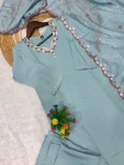 FANCY CHANDERI EMBROIDERY WORK TOP BOTTOM WITH DUPATTA FESTIVE WEAR WHOLESALE PRICE ETHNIC GARMENT (5)