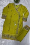 FANCY CHANDERI SILK EMBROIDERY CODING SEQUENCE THREAD WORK TOP BOTTOM SET FESTIVE WEAR WHOLESALE PRICE ETHNIC GARMENT (3)