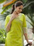FANCY CHANDERI SILK EMBROIDERY CODING SEQUENCE THREAD WORK TOP BOTTOM SET FESTIVE WEAR WHOLESALE PRICE ETHNIC GARMENT (3)