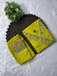 FANCY CHANDERI SILK EMBROIDERY CODING SEQUENCE THREAD WORK TOP BOTTOM SET FESTIVE WEAR WHOLESALE PRICE ETHNIC GARMENT (3)