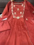 FANCY CHANDERI SILK EMBROIDERY WORK TOP BOTTOM WITH DUPATTA FESTIVE WEAR WHOLESALE PRICE ETHNIC GARMENT (7)