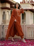 FANCY CHANDERI SILK EMBROIDERY WORK TOP BOTTOM WITH DUPATTA FESTIVE WEAR WHOLESALE PRICE ETHNIC GARMENT (7)