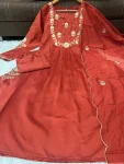 FANCY CHANDERI SILK EMBROIDERY WORK TOP BOTTOM WITH DUPATTA FESTIVE WEAR WHOLESALE PRICE ETHNIC GARMENT (7)