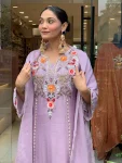 FANCY CHANDERI SILK SEQUENCE CODING EMBROIDERY WORK TOP BOTTOM WITH DUPATTA FESTIVE WEAR WHOLESALE PRICE ETHNIC GARMENT (2)