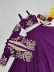 FANCY CHINON EMBROIDERY THREAD AND SEQUENCE WORK LEHENGA CHOLI WITH JACKET WEDDING WEAR WHOLESALE PRICE ETHNIC GARMENT (14)