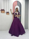FANCY CHINON EMBROIDERY THREAD AND SEQUENCE WORK LEHENGA CHOLI WITH JACKET WEDDING WEAR WHOLESALE PRICE ETHNIC GARMENT (14)