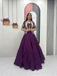 FANCY CHINON EMBROIDERY THREAD AND SEQUENCE WORK LEHENGA CHOLI WITH JACKET WEDDING WEAR WHOLESALE PRICE ETHNIC GARMENT (14)