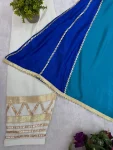 FANCY CHINON FANCY GOTA PATTI WORK TOP BOTTOM SET RAMA AND WHITE (3)