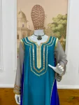 FANCY CHINON FANCY GOTA PATTI WORK TOP BOTTOM SET RAMA AND WHITE (3)