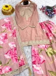 FANCY CHINON SILK EMBROIDERY SEQUENCE WITH CODING WORK TOP PALAZZO WITH DUPATTA FESTIVE WEAR WHOLESALE PRICE ETHNIC GARMENT (3)