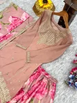 FANCY CHINON SILK EMBROIDERY SEQUENCE WITH CODING WORK TOP PALAZZO WITH DUPATTA FESTIVE WEAR WHOLESALE PRICE ETHNIC GARMENT (3)