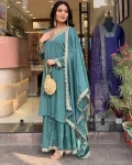 FANCY CHINON SILK EMBROIDERY THREAD & SEQUENCE WORK TOP SHARARA WITH DUPATTA FESTIVE WEAR WHOLESALE PRICE ETHNIC GARMENT (19)