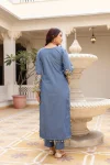 FANCY COTTON DENIM EMBROIDERY, REAL MIRROR AND LACE WORK TOP BOTTOM WITH DUPATTA FESTIVE WEAR WHOLESALE PRICE ETHNIC GARMENT (5)
