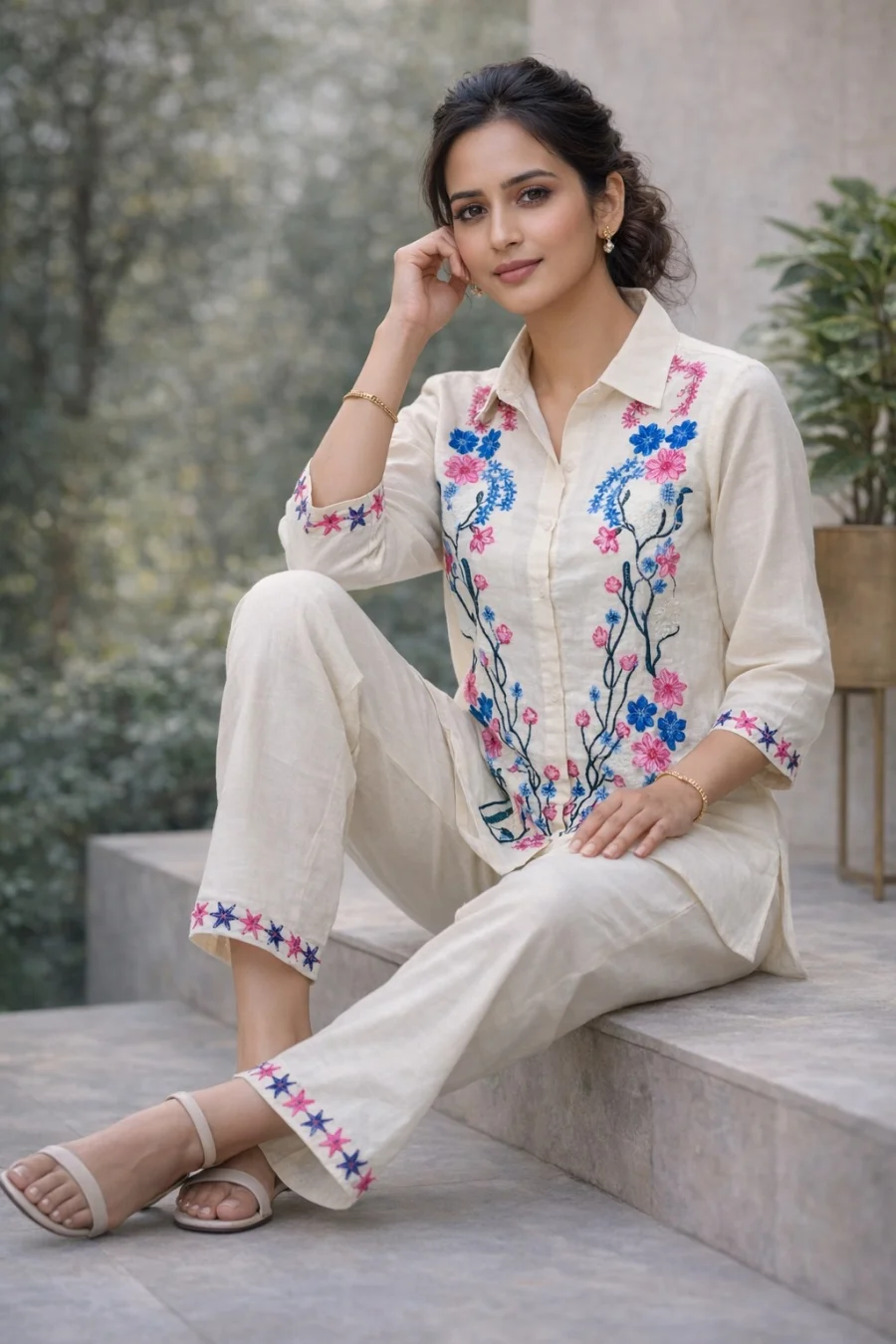 FANCY COTTON EMBROIDERY MULTI THREAD WORK CO-ORD SET DAILY WEAR WHOLESALE PRICE ETHNIC GARMENT (1)