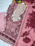 FANCY COTTON PRINT WITH EMBROIDERY SEQUENCE WORK TOP BOTTOM WITH DUPATTA DAILY WEAR WHOLESALE PRICE ETHNIC GARMENT (3)