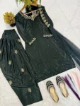 FANCY CREPE SILK DIAMOND HAND WORK WITH SEQUENCE MULTI NEEDLE EMBROIDERY WORK TOP PATIYALA WITH DUPATTA FESTIVE WEAR WHOLESALE PRICE ETHNIC GARMENT (2)