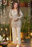 FANCY CREPE SILK SEQUENCE CODING EMBROIDERY WORK TOP PENT SET FESTIVE WEAR WHOLESALE PRICE ETHNIC GARMENT (2)