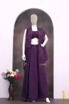 FANCY CREPE SILK SEQUENCE EMBROIDERY AND TASSELS WORK DRAPED SKIRT BLOUSE AND SHRUG PARTY WEAR WHOLESALE PRICE ETHNIC GARMENT (4)