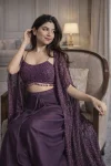 FANCY CREPE SILK SEQUENCE EMBROIDERY AND TASSELS WORK DRAPED SKIRT BLOUSE AND SHRUG PARTY WEAR WHOLESALE PRICE ETHNIC GARMENT (4)