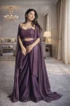 FANCY CREPE SILK SEQUENCE EMBROIDERY AND TASSELS WORK DRAPED SKIRT BLOUSE AND SHRUG PARTY WEAR WHOLESALE PRICE ETHNIC GARMENT (4)