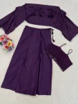 FANCY CREPE SILK SEQUENCE EMBROIDERY AND TASSELS WORK DRAPED SKIRT BLOUSE AND SHRUG PARTY WEAR WHOLESALE PRICE ETHNIC GARMENT (4)