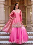 FANCY FENDY EMBROIDERY BEADS (MOTI) SEQUENCE & THREAD WORK TOP LEHENGA WITH DUPATTA PINK