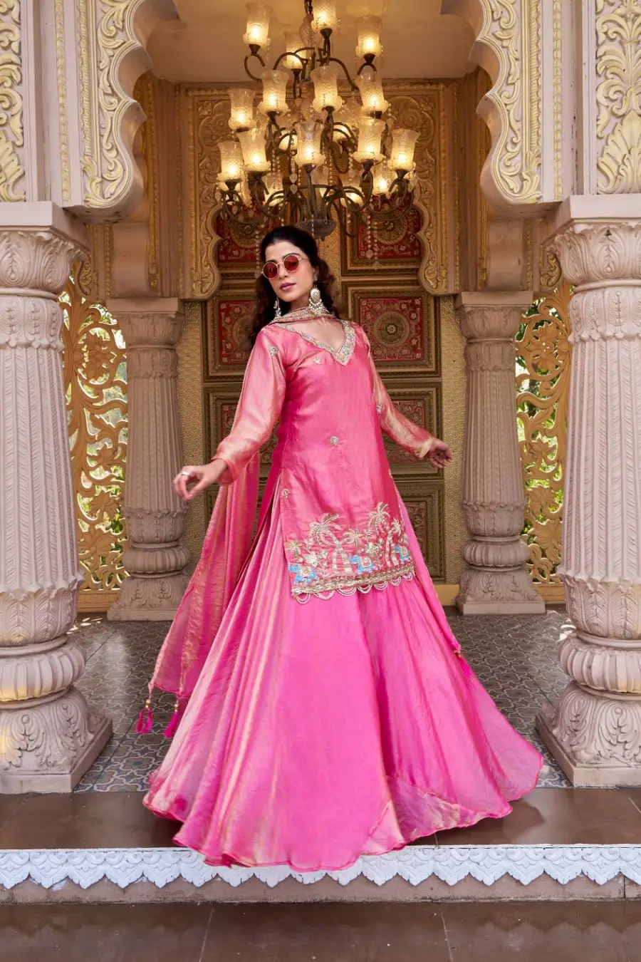 FANCY FENDY EMBROIDERY BEADS (MOTI) SEQUENCE & THREAD WORK TOP LEHENGA WITH DUPATTA WEDDING WEAR WHOLESALE PRICE ETHNIC GARMENT (7)