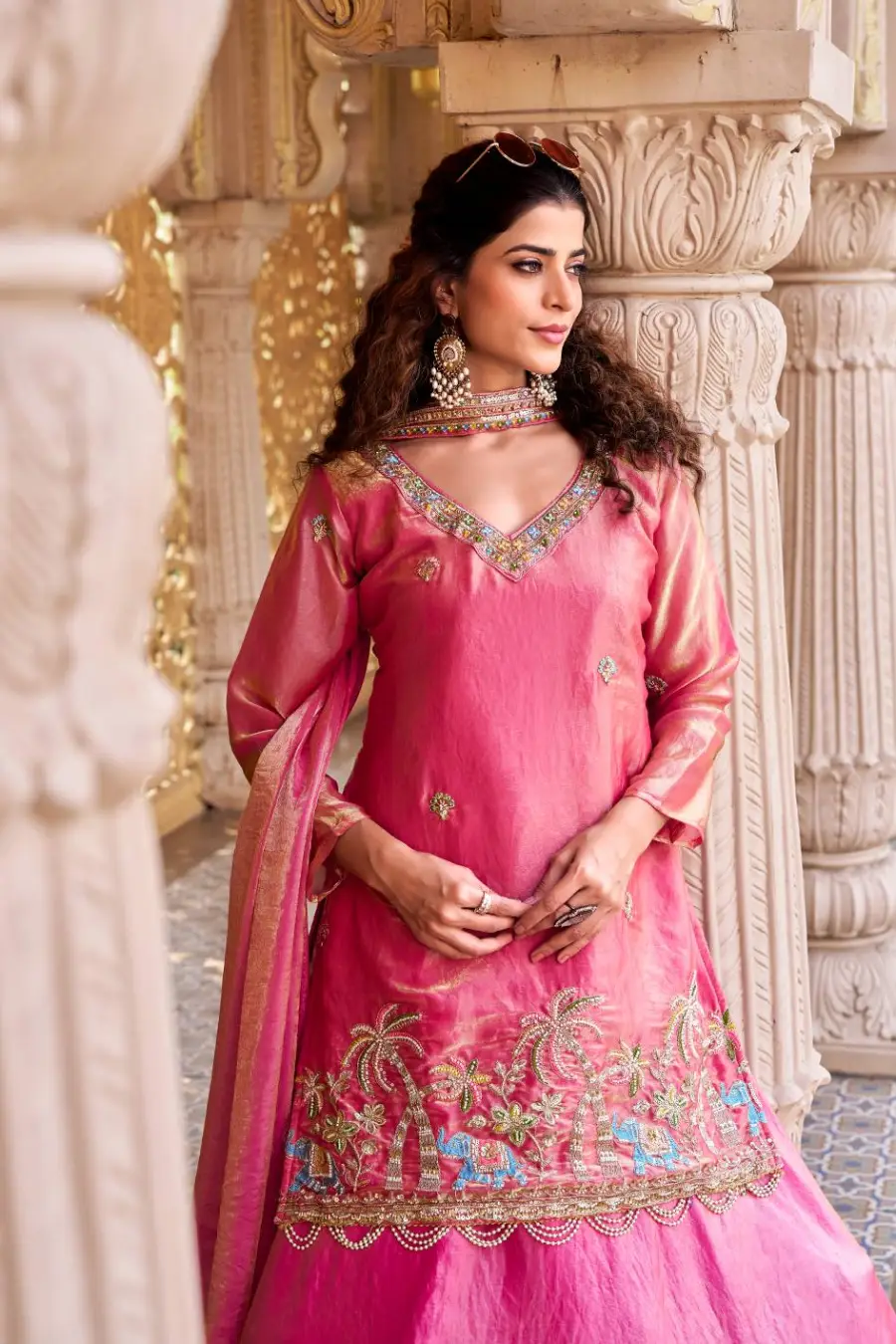 FANCY FENDY EMBROIDERY BEADS (MOTI) SEQUENCE & THREAD WORK TOP LEHENGA WITH DUPATTA WEDDING WEAR WHOLESALE PRICE ETHNIC GARMENT (8)