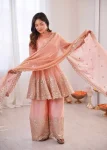 FANCY FENDY SILK EMBROIDERY SEQUENCE WITH REAL MIRROR WORK TOP PALAZZO WITH DUPATTA FESTIVE WEAR WHOLESALE PRICE ETHNIC GARMENT (21)
