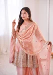 FANCY FENDY SILK EMBROIDERY SEQUENCE WITH REAL MIRROR WORK TOP PALAZZO WITH DUPATTA FESTIVE WEAR WHOLESALE PRICE ETHNIC GARMENT (21)